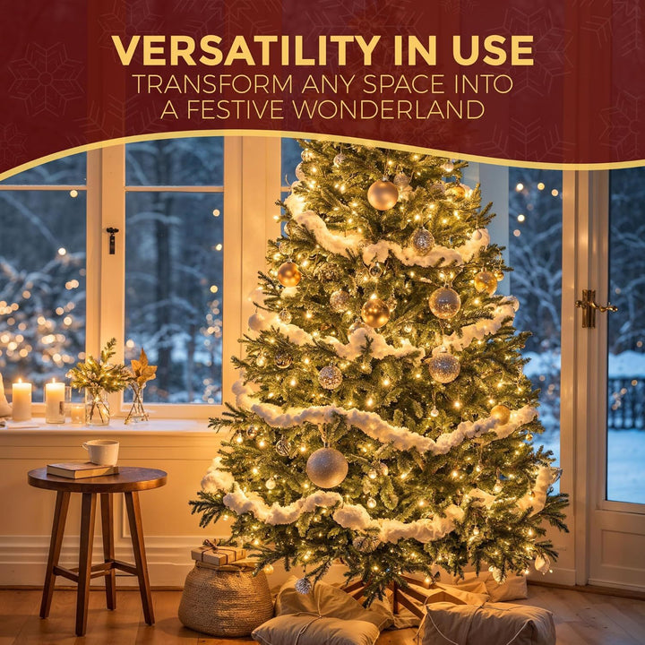 Festive Fix Warm White LED Christmas Tree Lights – 8 Modes, Timer, Waterproof