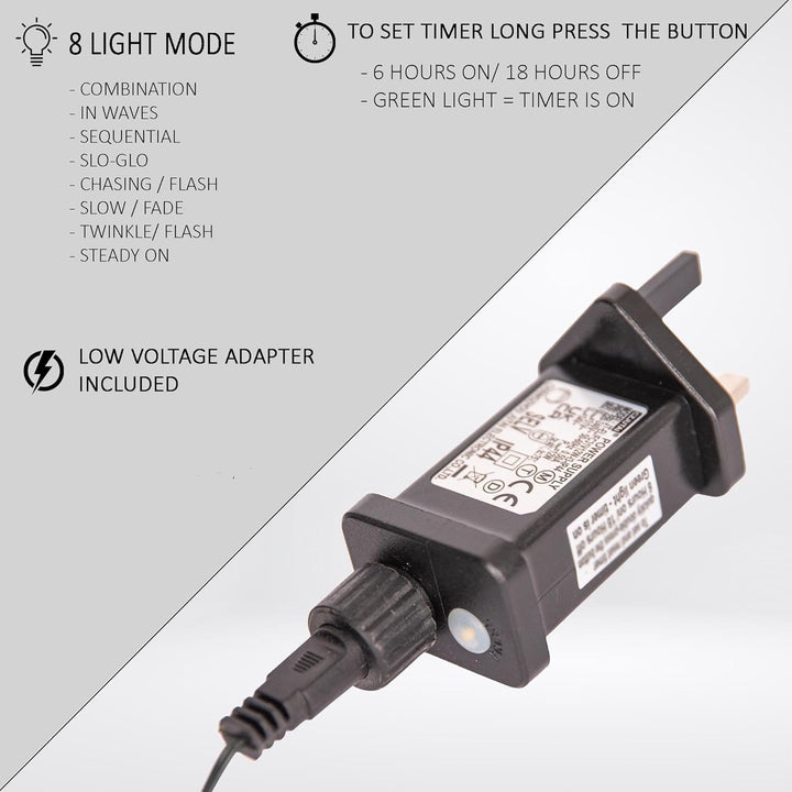 500 LED Christmas Fairy Lights – 8 Modes, Timer, Waterproof, Indoor/Outdoor