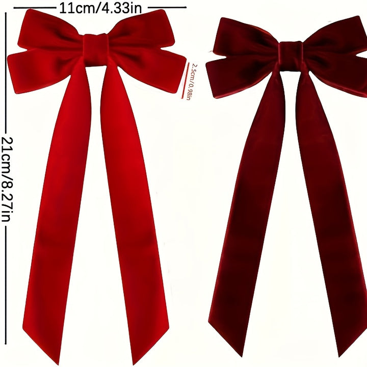 10Pcs Burgundy Red Velvet Christmas Bows – Tree, Wreath & Gift Decorations