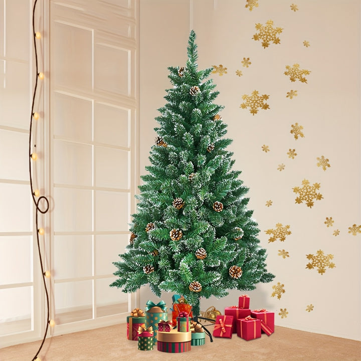 Artificial Christmas Tree with Snow Effect – Pine Cones & Metal Stand