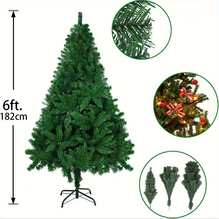6ft/1.8m Traditional Green Christmas Tree – 850 Tips with Metal Stand