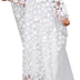 HD African Women Applique Flower Dress Boat Neck Chiffon Kaftan Dress One Size, White, One Size