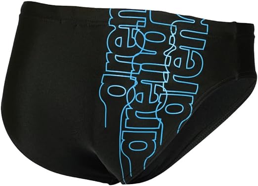 Arena Boy's Swim Briefs Graphic, Black-Turquoise, 8-9 Years