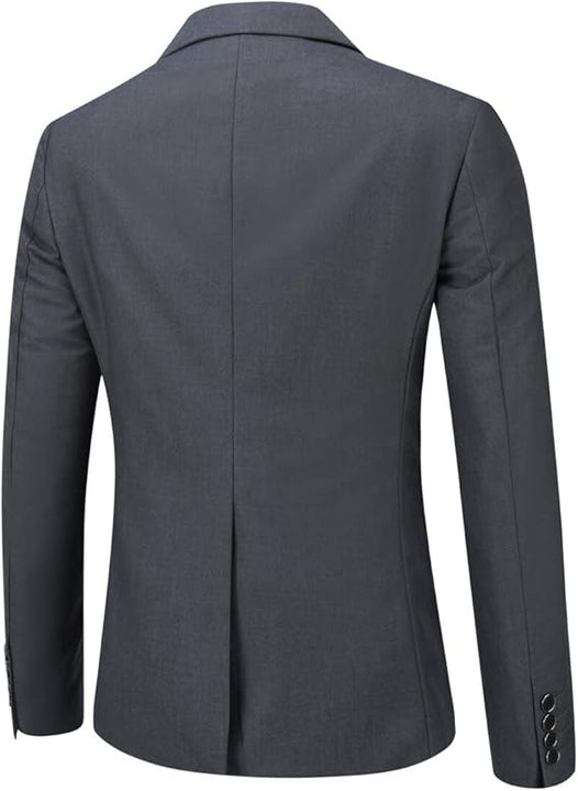 Allthemen 3 Piece Slim Fit Suit Wedding Dress Casual One Button Lounge Suit, XS, Grey