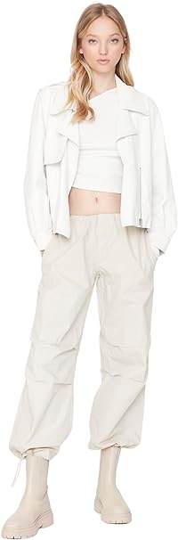 Trendyol FeMan Normal Waist Wide Leg Jogger Jeans Beige UK12