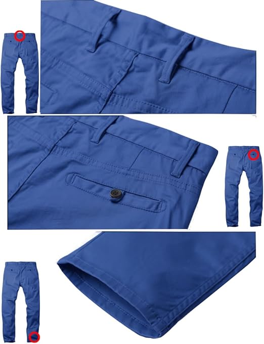 Matchstick Mens Casual Trousers Slim Fit Regular Pants Stretch Home Office Trousers for Men (Indigo_2XL/36)