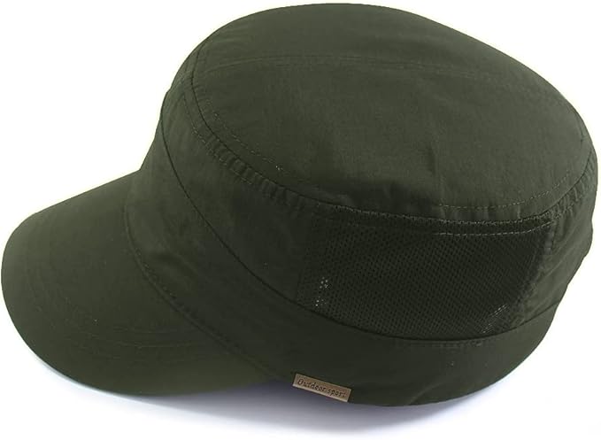 YAMEE Mesh Military Cap Plus Size Hats for Men Summer XL Army Hats Quick Qry Short Bill Hat Cadet Cap (as8, Alpha, x_l, Green)