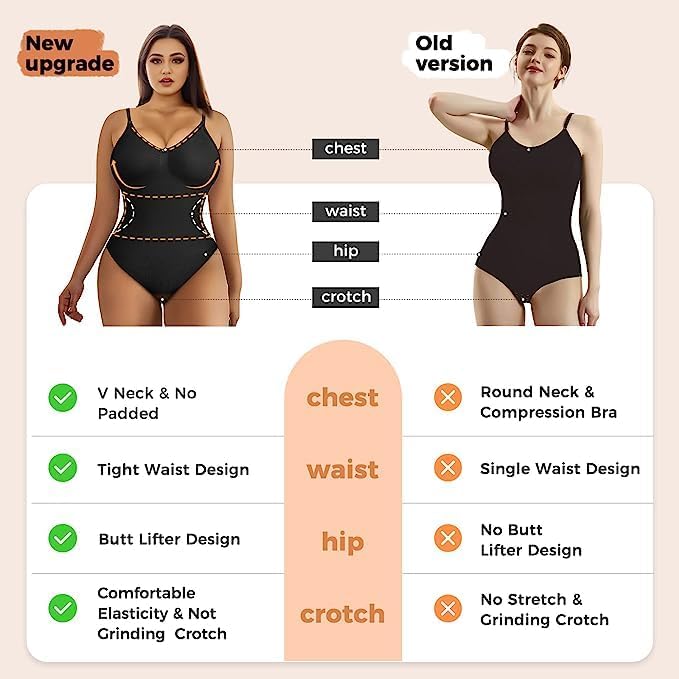 AURUZA Shapewear for Women Tummy Control, Women's Shapewear Bodysuit, Tummy Control Body Shaper for Women (Black, M)