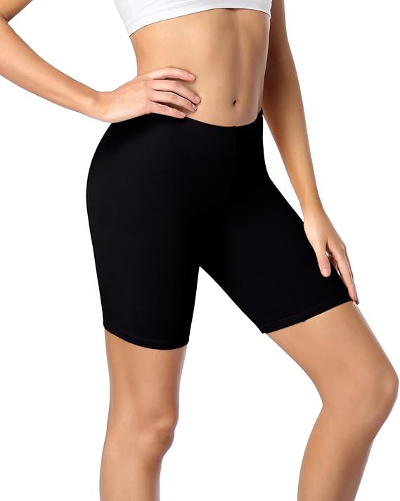 wirarpa Ladies Anti Chafing Shorts Womens Boxers Underwear Cotton Cycling Shorts Leggings for Under Dresses 4 Pack Black, Size L
