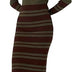 Trendyol Women's Woman Fitted Bodycon Crew Neck Knitwear Dress, Brown, S