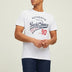 JACK & JONES Men's T-Shirt, Crew Neck, Logo Print, White, L