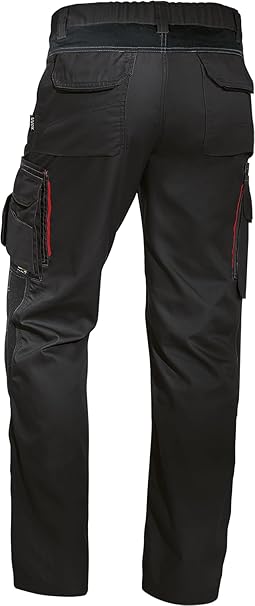 uvex Tune-up Men's Long Work Trousers - Robust Men's Work Trousers with Knee pad Pockets - 35% Cotton - Black/red - 44