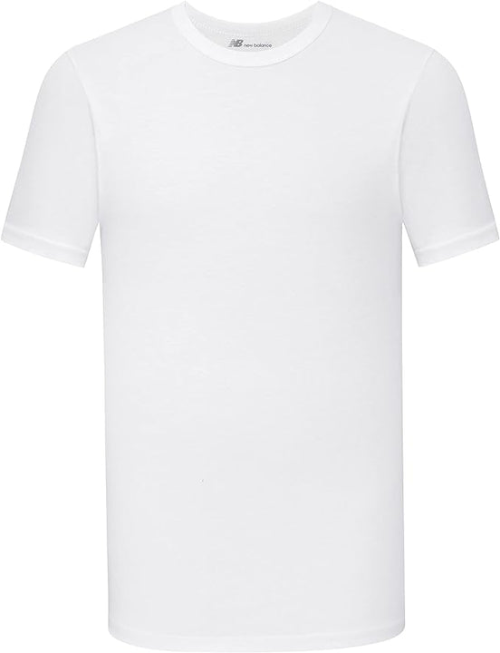New Balance Men's Cotton Performance Crew Neck Tee T-Shirt, Black/White/Heather Grey, Medium