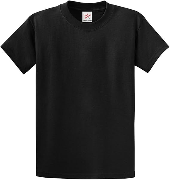 Star and Stripes Plain Black T Shirt Unisex Tshirts Black XX-Large 100% Rich Soft Cotton T Shirt, Black, XXL