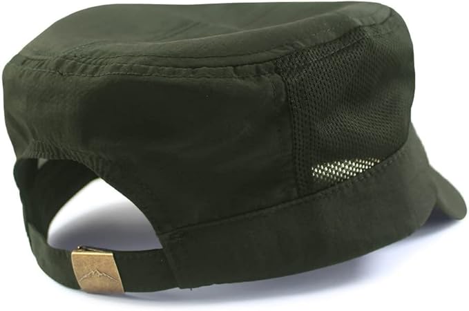 YAMEE Mesh Military Cap Plus Size Hats for Men Summer XL Army Hats Quick Qry Short Bill Hat Cadet Cap (as8, Alpha, x_l, Green)