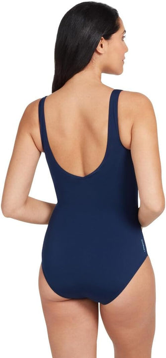 Zoggs Women's Wrap Front One Piece Swimsuit, Navy