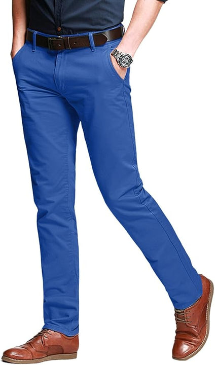 Matchstick Mens Casual Trousers Slim Fit Regular Pants Stretch Home Office Trousers for Men (Indigo_2XL/36)