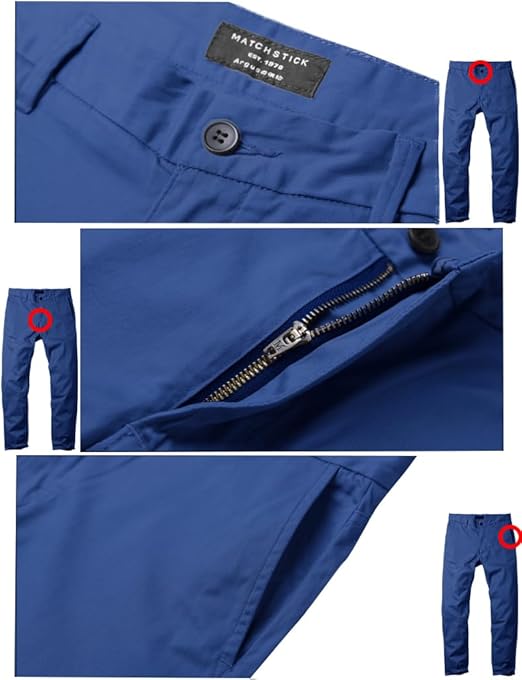 Matchstick Mens Casual Trousers Slim Fit Regular Pants Stretch Home Office Trousers for Men (Indigo_2XL/36)