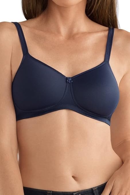 AMOENA Women's Mara Wire-Free Padded Pocketed Mastectomy Bra, Opaque, Dark Blue, 38AA