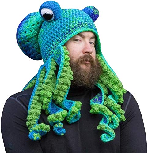 Bprtcra Handwoven Knitted Hat, Adult Unisex Funny Cartoon Octopus, Long Tentacles, Eyes Hat, Cosplay Hat, Party Props, Tap C, One Size