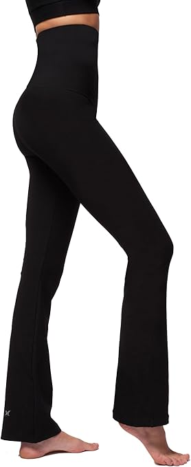 TLC Sport Women's Tummy Control with Figure Firming High Waist Bootleg-Black-Long-S