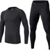 BUYKUD Men's Long Sleeve Base Layer Compression Athletic Underwear Shirt Tights Top & Bottom Set, Black, S