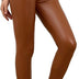 Everbellus Sexy Womens Faux Leather High Waisted Leggings, Brown, Large