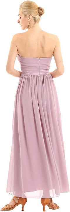 TiaoBug Women Sleeveless Chiffon Dress Empire Waist Bridesmaid Evening Prom Party Dresses Gowns Dusty Rose 12