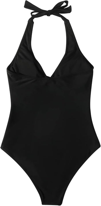 RXRXCOCO Women Cross Push Up Tummy Control One Piece Halter High Waisted Swimming Costume Swimsuits Swimwear