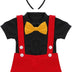 Gentleman First Birthday Cake Smash Photo Prop Mickey Outfits for Baby Boys Romper+Bow Tie+Suspenders Overalls Bib Pants Shorts Mouse Ears Christmas Clothing Set Red+Balck-Buttons 18-24 Months