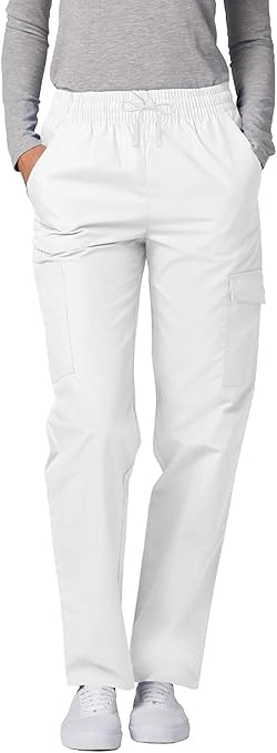 Adar Universal Scrubs for Women - Tapered Cargo Scrub Pants - 506 - White - S