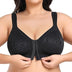 WingsLove Front Fastening Bras for Women Minimizer Wireless Non Padded Full Coverage Back Support Plus Size Bras (Black,36DD)