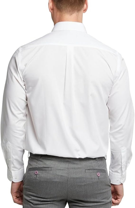 Double TWO Men's Long Sleeve Plain Formal Shirt Non Iron Classic Fit Business Dress Shirt
