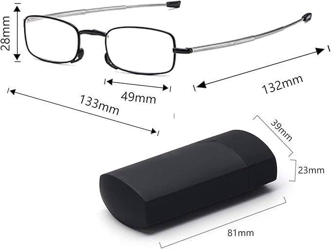 Fsread Folding Reading Glasses Compact Small Portable Blue Light Blocking Reader Spring Hinge Black 2 Pair +2.5