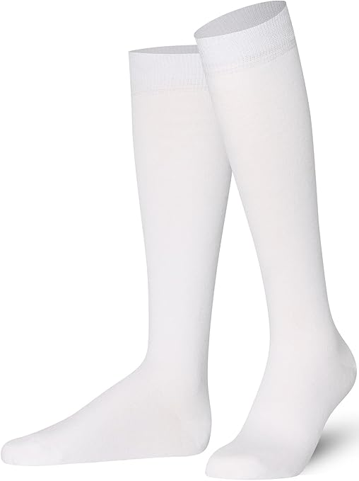 Mysocks Knee High Socks Men Womens Girls Cotton Seamless Toe White Long Socks Knee Length Knee Socks White,8-11