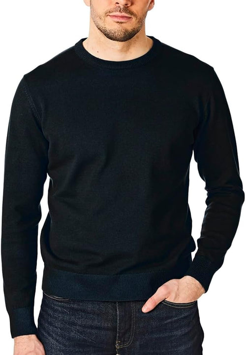 Castle Point Mens Herren-strickpullover Mit Rundhalsausschnitt CSPKNT003 Cotton Jumper Pullover Sweater, Crew Neck, Black, L, Black, L UK