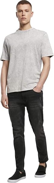 Build Your Brand Men's Acid Washed Tee T-Shirt, Grey Black, 3XL