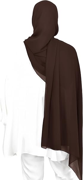 Premium Chiffon Hijab Head Scarf Shawl Wrap for Muslim Women Lightweight (Chocolate Brown)