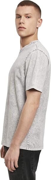 Build Your Brand Men's Acid Washed Tee T-Shirt, Grey Black, 3XL
