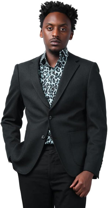 Allthemen Men's Blazer Regular Fit 2 Buttons Suit Jacket Casual Sports Coats for Business Wedding Black XL