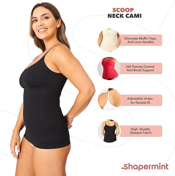 SHAPERMINT Cami, Support Vests, Compression Shirt Women, Compression Tops Women, Women's Shaping Tops - Women's Shapewear for Women Black, 3XL