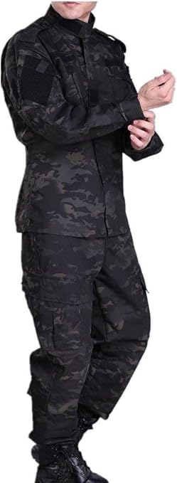 HANSTRONG GEAR Military Tactical Mens Hunting Combat BDU Uniform Suit Shirt & Pants (MCBK, L)