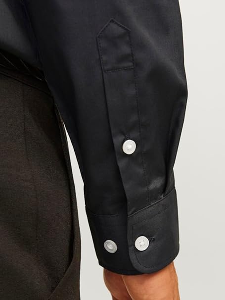 JJ REBEL Men's Jrebgavin Solid Shirt Ls Noos, Black, 2XL