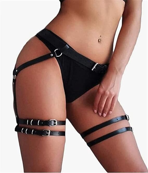 Leather Sexy Belly Waist Chain Belt Body Harness Leg Garter Thigh Body Jewelry Accessories for Women Masquerade, One Size, Leather