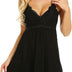 Bunanphy Sexy Lingerie Dress Babydoll Nightwear Set Women Lace Nightdress Sleepwear with G-String Black 14-16