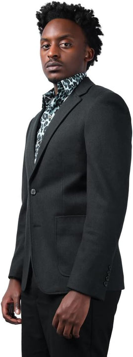 Allthemen Men's Blazer Regular Fit 2 Buttons Suit Jacket Casual Sports Coats for Business Wedding Black XL