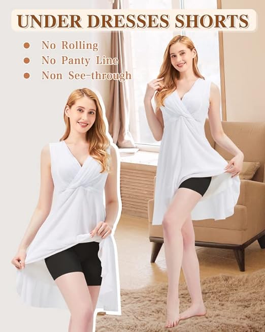 Reamphy Anti Chafing Shorts Women, Seamless Chub Rub Shorts for Under Dresses, Soft Safety Shorts Stretchy Under Skirt Slip Shorts Womens Boxer Shorts Leggings Yoga Underwear Briefs Black L