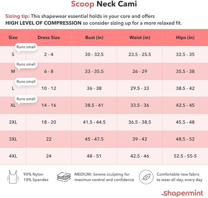 SHAPERMINT Cami, Support Vests, Compression Shirt Women, Compression Tops Women, Women's Shaping Tops - Women's Shapewear for Women Black, 3XL