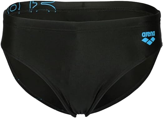 Arena Boy's Swim Briefs Graphic, Black-Turquoise, 8-9 Years