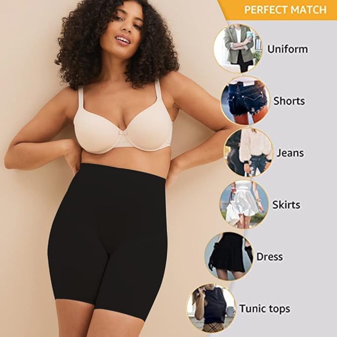 Ruxia Slip Shorts Womens Under Dress Seamless Smooth Anti Chafing Bike Shorts Boy Shorts Underwear Boxer Briefs, Black, M